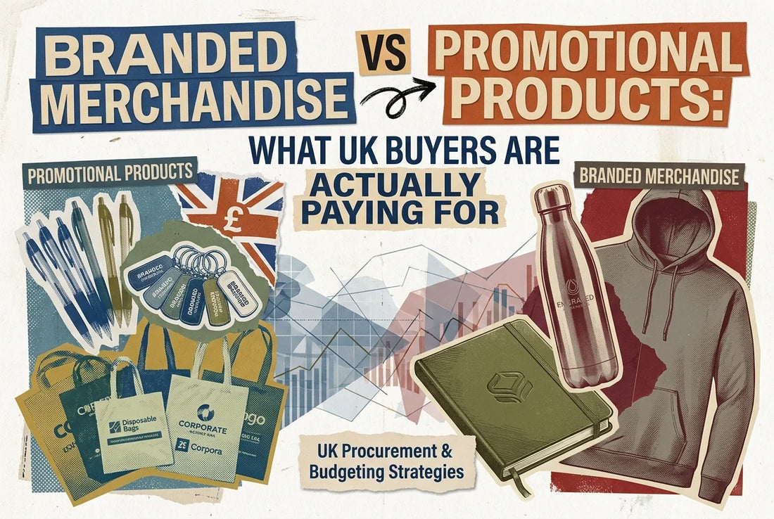 Professional header image for comparison analysis: Branded Merchandise vs Promotional Products: What UK Buye...