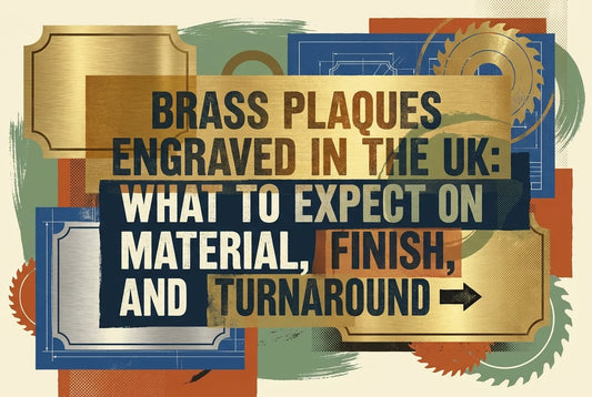Professional header image for educational tutorial: Brass Plaques Engraved in the UK: What to Expect on Mater...