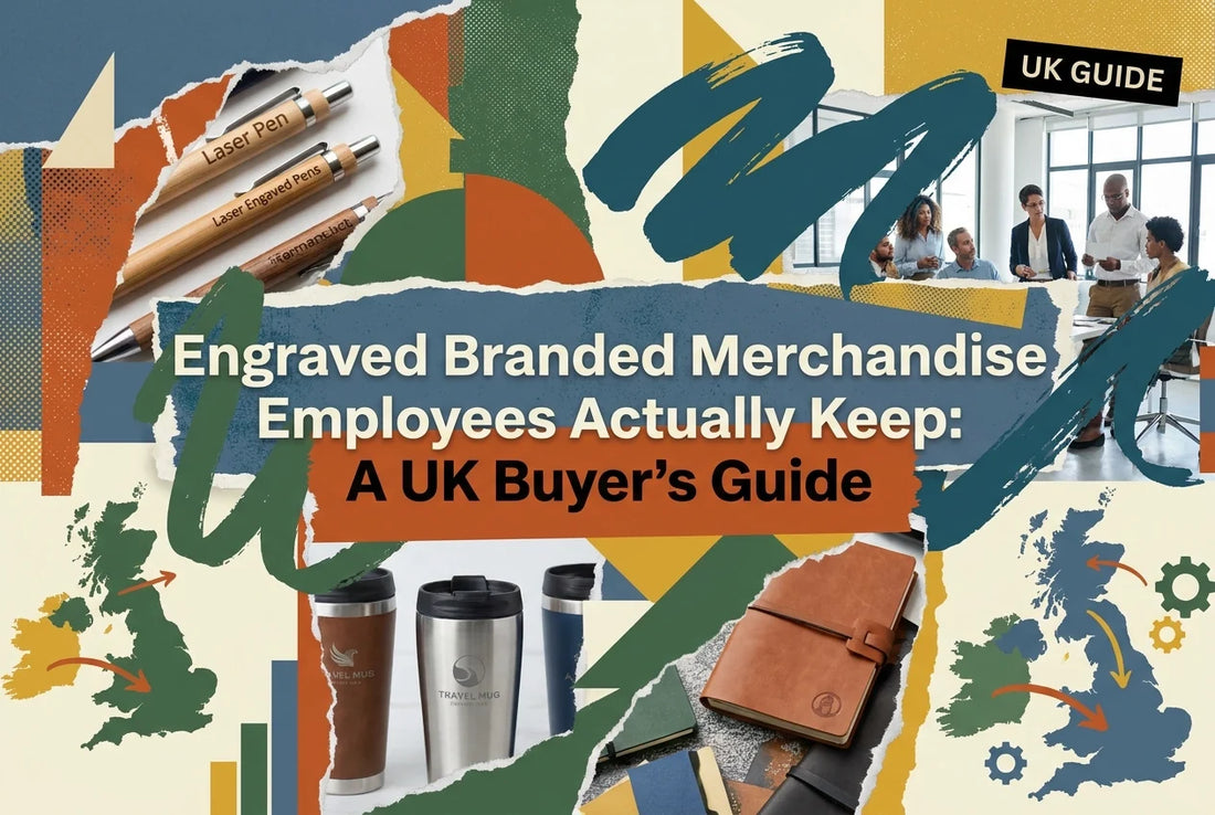 Professional header image for list-based article: Engraved Branded Merchandise Employees Actually Keep: A U...