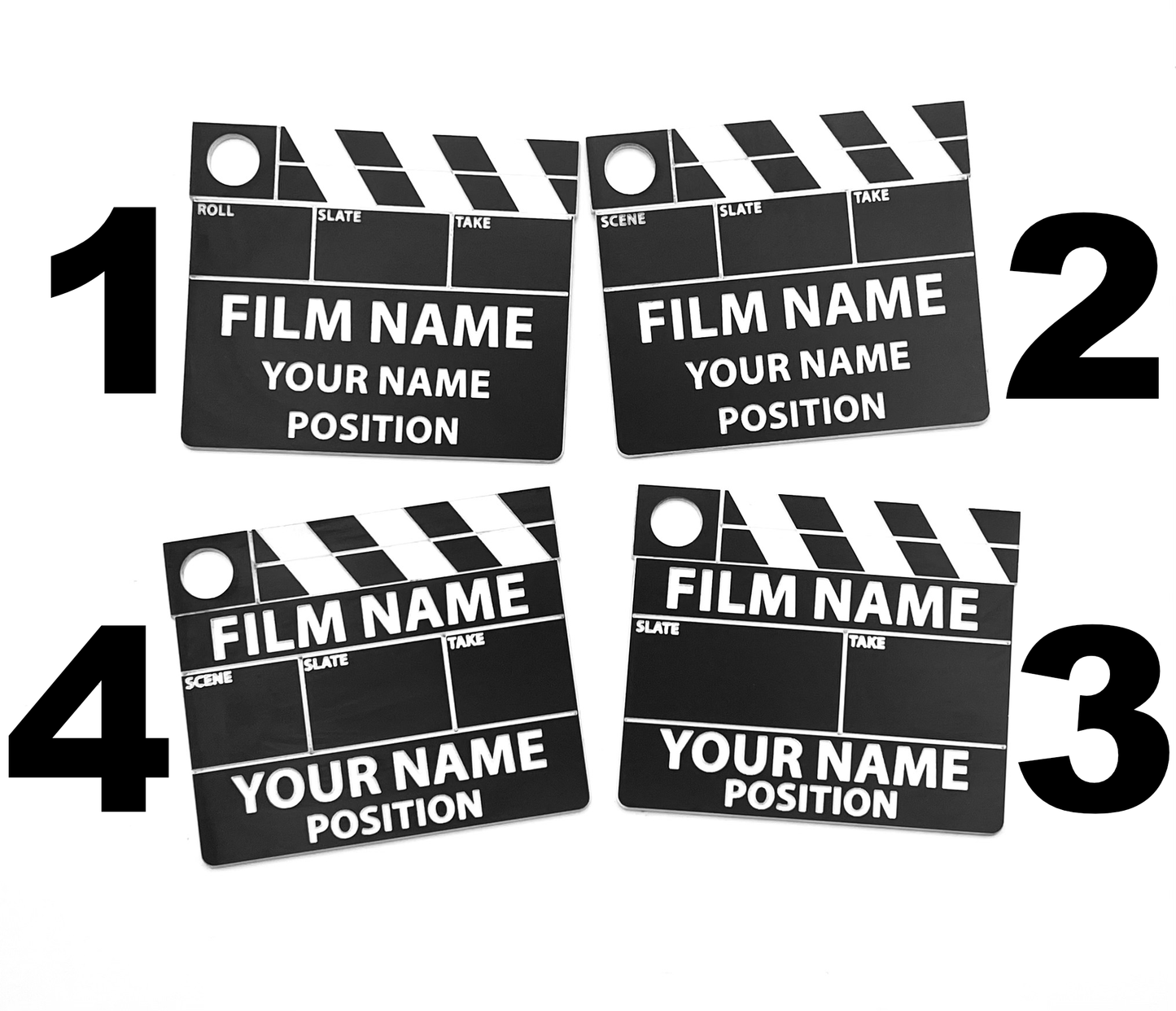 Custom Plastic Movie/Film Clapper Board/Slate Ornament - Personalized Filmmaker or Film Fan Gift, Wrap Gift, Film Production Keepsake